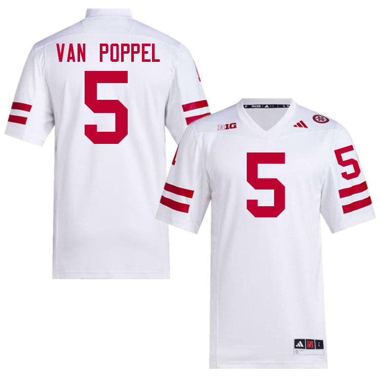 Nebraska Cornhuskers #5 Riley Van Poppel College Football Jersey Stitched-White Nebraska Cornhuskers #5 Riley Van Poppel College Football Jersey Stitched-White